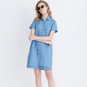 Madewell Denim A-Line Mini Shirtdress in Lansing Wash